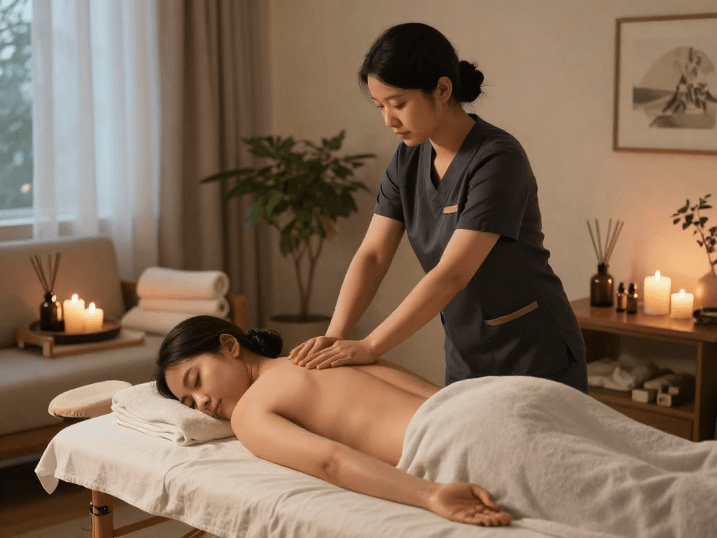 Enjoy a relaxing 강남출장안마 massage therapy session in a serene home spa atmosphere.