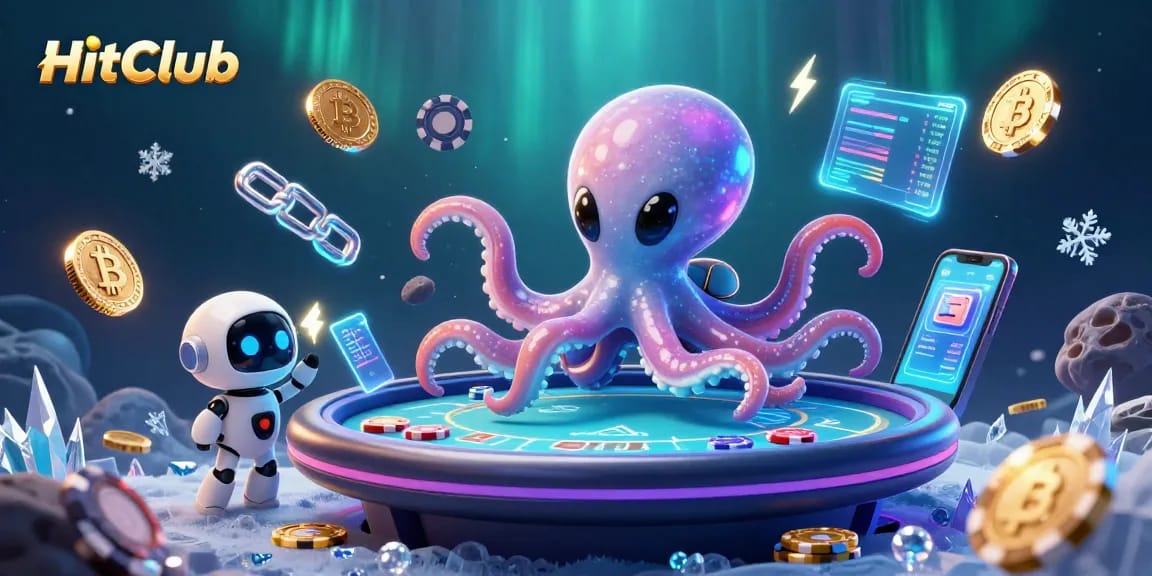 HitClub offers an exciting gaming experience with interactive poker elements and vibrant crypto details.