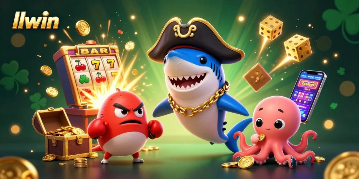 Engage in thrilling gameplay with llwin's exciting 3D pirate-themed casino illustration.