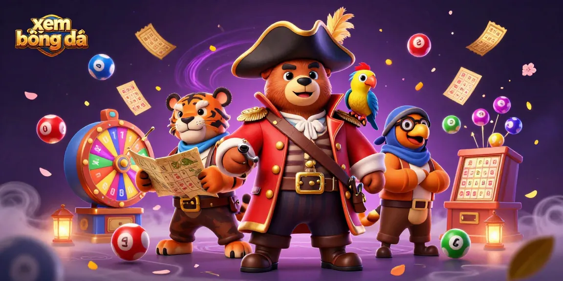 Engage in xem bóng đá with a vibrant 3D scene depicting casino fun and excitement through colorful lottery elements.