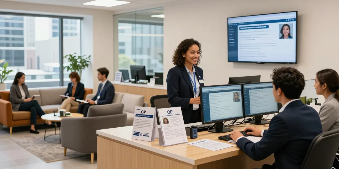 Professional OP consultation scene showcasing friendly staff providing 1:1 client service.