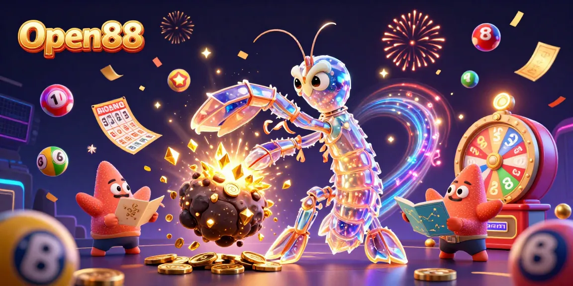 Open88 captivates players with vibrant dynamic elements in a 3D casino scene filled with excitement.