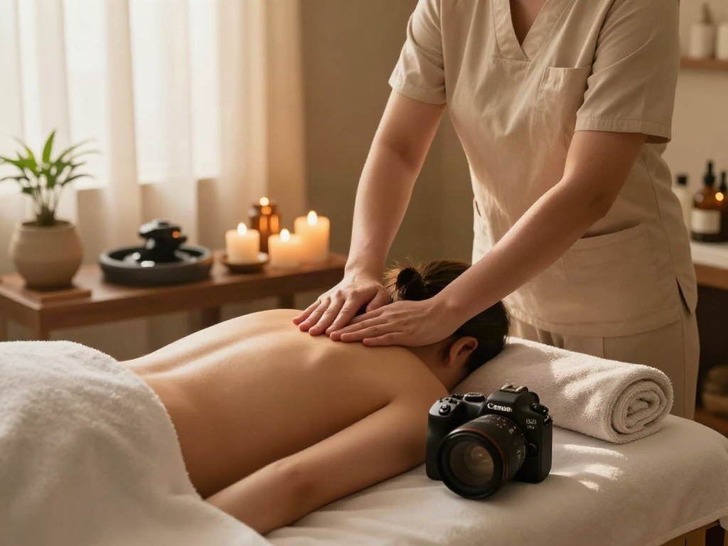 Experience 일산출장안마 with a peaceful massage therapy scene in a serene spa.