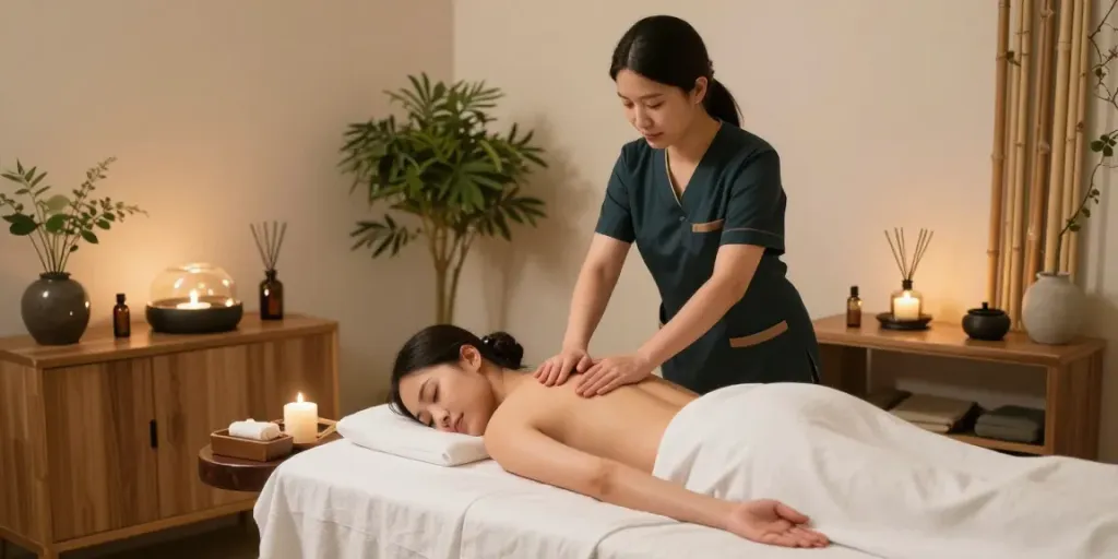 종로출장마사지로 편안하게 몸과 마음을 치유하는 스파 장면