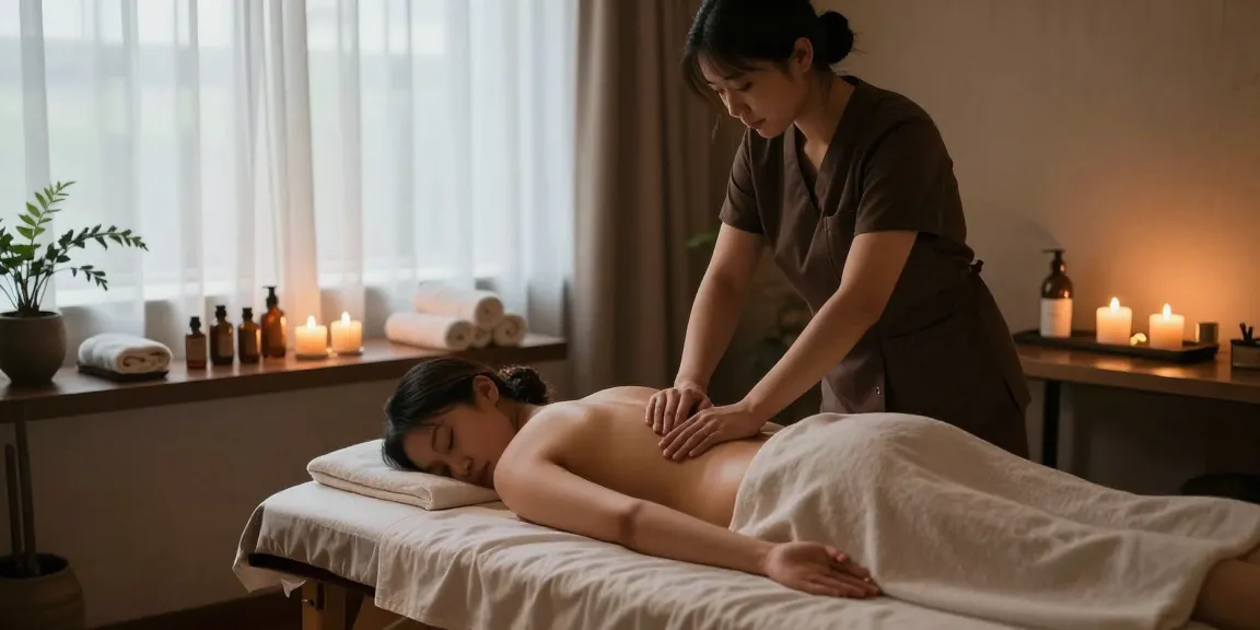 천안마사지에서 전문 마사지사가 고객에게 편안한 마사지를 제공하는 모습