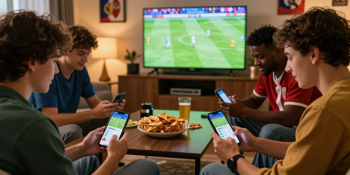 Friends enjoying sports betting on https://sbobet.org.vc with live odds during Piala Dunia 2026.