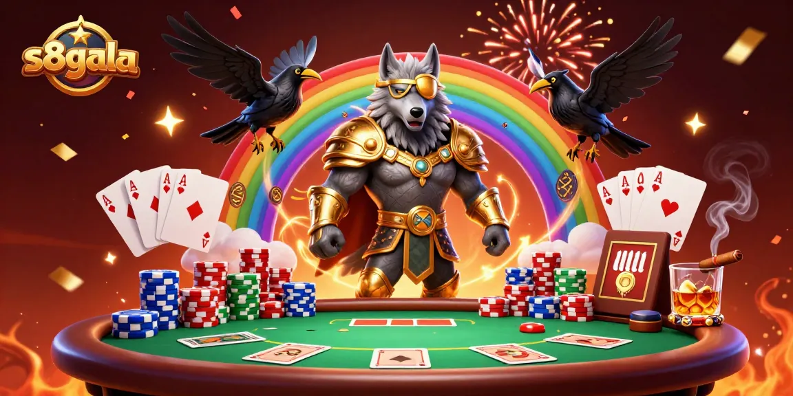 S8gala offers thrilling casino games with a mythical twist featuring Odin and ravens on a vibrant gaming landscape.
