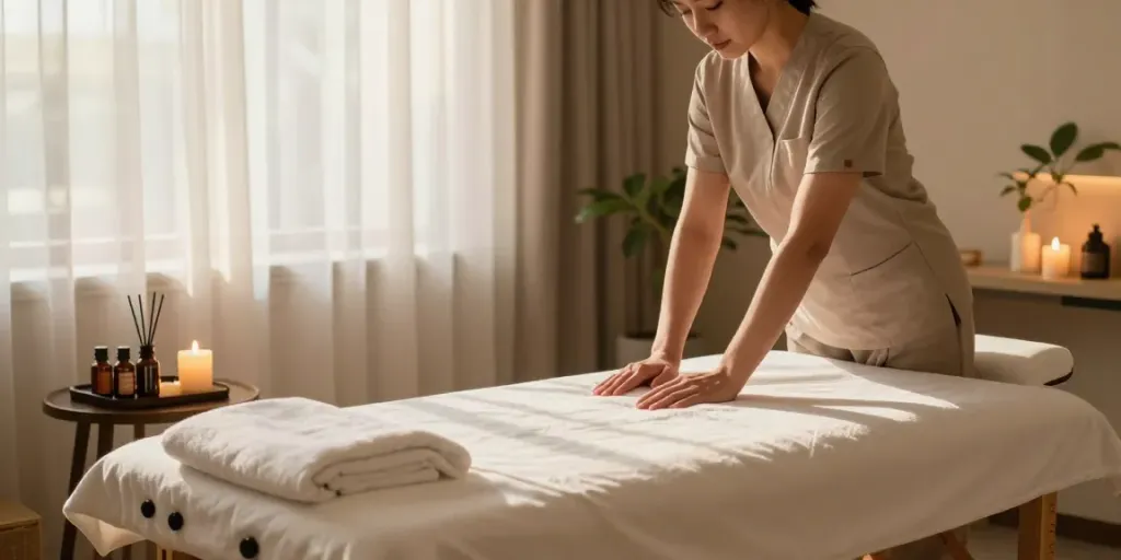 인천출장안마를 위한 안락한 스파 룸 설정과 아로마 오일