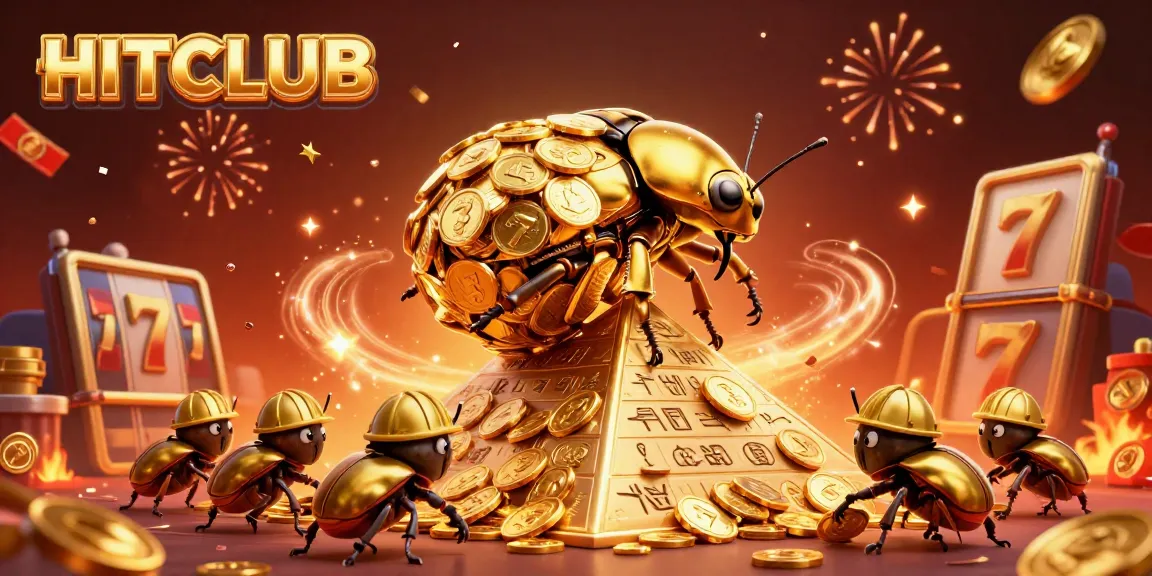 Join the excitement at HITCLUB, where golden coins and vibrant game symbols create thrilling moments.