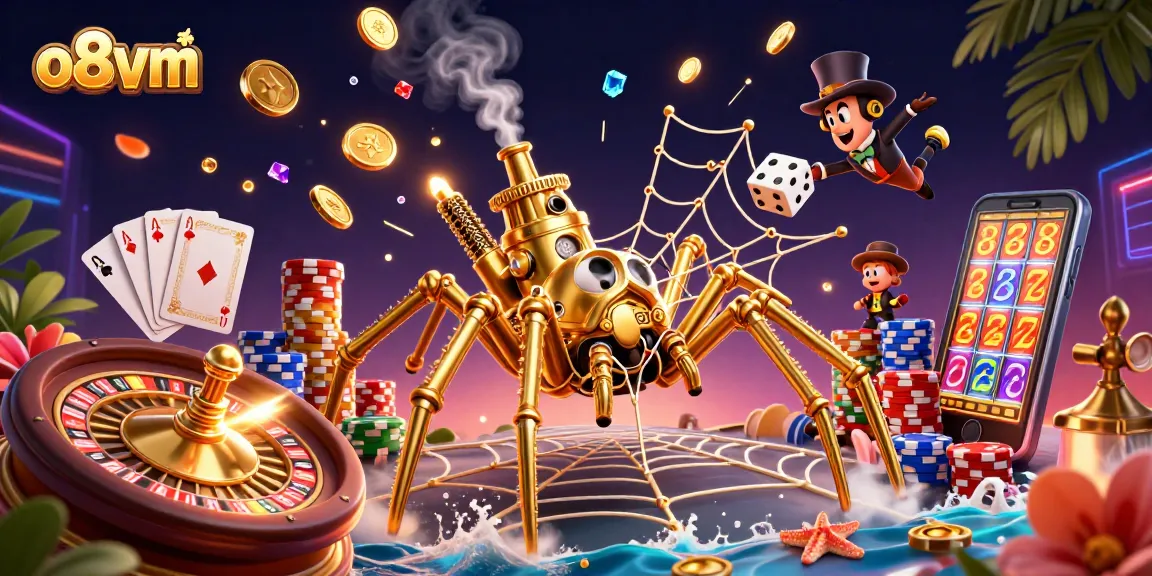 Experience thrilling moments with O8VM in this vibrant casino-themed illustration.