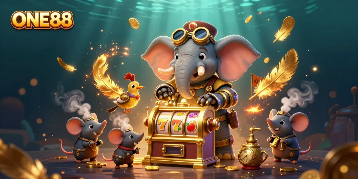 Engage with ONE88's thrilling slot machines featuring a steampunk elephant engineer.