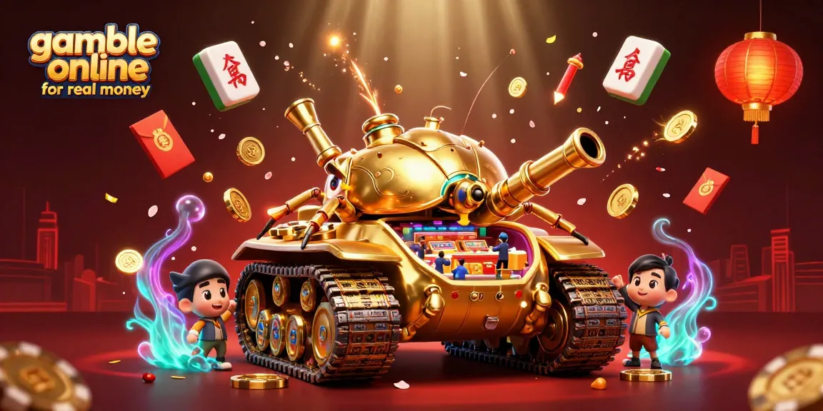 Experience the thrill as you gamble online for real money in a vibrant casino-themed scene.