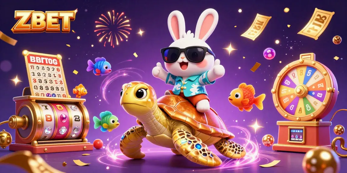 ZBET offers exciting online gaming with vibrant rewards, featuring a lucky rabbit and golden turtle.