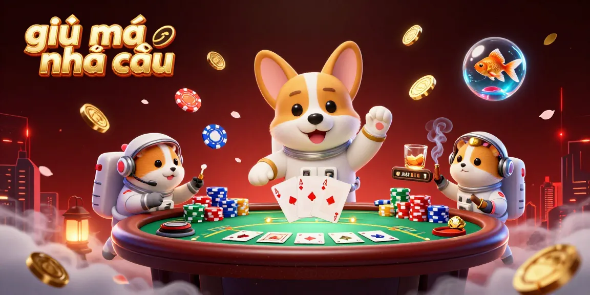 Experience giải mã nhà cái with a vibrant scene featuring an astronaut corgi and gambling elements.